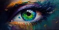 Abstract image of an eye. Fluorite. Conceptual abstract close-up of oil painting on canvas - AI generated image