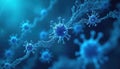 Abstract image features blue microscopic virus cells. The illustration depicts viral structures in a science lab. Perfect visual Royalty Free Stock Photo
