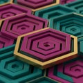 Abstract Geometric Hexagon Pattern with Gold and Magenta Accents Royalty Free Stock Photo