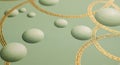 Abstract Green Surface with Golden Ornate Chains and Dew Drops Royalty Free Stock Photo