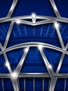 Futuristic Metallic Geometric Grid on Blue Abstract Background Royalty Free Stock Photo