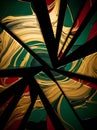Abstract Geometric Swirls of Gold, Emerald Green, and Crimson Red Royalty Free Stock Photo