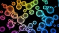 Abstract Colorful Bubbles and Fluid Shapes on Black Background with Gradient Effect. Royalty Free Stock Photo