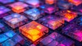 An abstract image of colorful, glowing squares. Royalty Free Stock Photo