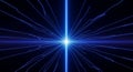 Bright Blue Light Burst with Radial Lines on a Black Background explosion energy Royalty Free Stock Photo