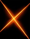 Bright Orange X Shape Light Trails Against Black Background Dynamic Energy Abstract Royalty Free Stock Photo