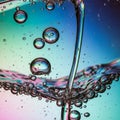 Abstract image featuring clear fluid and bubbles suspended in liquid. The scene Royalty Free Stock Photo