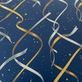Abstract image featuring a dark blue background adorned with interwoven metallic Royalty Free Stock Photo