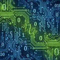 Abstract image featuring a digital circuit design with binary code Royalty Free Stock Photo