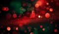 Abstract image featuring a dynamic array of bokeh lights in vibrant red and green hues. Royalty Free Stock Photo