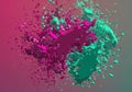 Abstract image featuring a dynamic explosion of magenta and Royalty Free Stock Photo