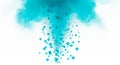 Abstract Teal Blue Powder Explosion with Bubbles on White Background turquoise Royalty Free Stock Photo