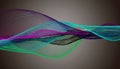 Abstract Mesh Waves in Green, Cyan, Purple, and Magenta over Dark Background Royalty Free Stock Photo