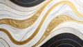 Abstract Gold Fluid Marble Waves on Black and White Background Royalty Free Stock Photo