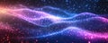 Abstract background with glowing lines and stars in a vibrant wave pattern