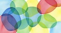 The circles blend at intersections creating new hues and a watercolor texture Royalty Free Stock Photo