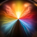 Abstract image featuring radiating patterns of vivid colors converging at a central Royalty Free Stock Photo