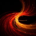 Abstract image featuring swirling strands of light in red and orange tones against a Royalty Free Stock Photo