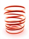 Glowing Red Coil Spring Against White Background Vibrant Energy Abstract Motion Royalty Free Stock Photo