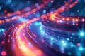 Abstract image of fiber optics with blue and orange glow Royalty Free Stock Photo