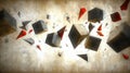 Abstract image of floating geometric shapes in a dynamic arrangement