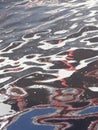 abstract image formed by reflection of a boat on river water