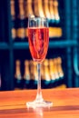 Abstract image of a glass with champagne on the background of bo Royalty Free Stock Photo