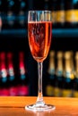 Abstract image of a glass with champagne on the background of bo Royalty Free Stock Photo