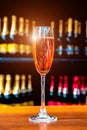 Abstract image of a glass with champagne on the background of bo Royalty Free Stock Photo