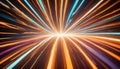 An abstract image of glowing, colored lines radiating outwards from a central point. The lines are dynamic and energetic