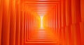 Abstract glowing tunnel with orange geometric symmetry and bright light at the end Royalty Free Stock Photo