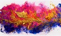 An abstract image of a gold splash chaos on a colourful background