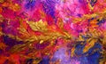 An abstract image of a gold splash chaos on a colourful background