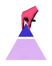 Abstract image of hand stacking pyramid layers, representing hierarchy, strategy, and organization in management and