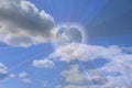 Abstract image of heart on background of cloudy sky Royalty Free Stock Photo