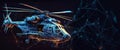 Abstract image of a helicopter in the form of a starry sky or space, consisting of points, lines, and shapes in the form Royalty Free Stock Photo