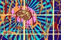 Abstract image of the human brain. Thoughts, perception, radiation in a certain framework in the form of colored spots and lines.