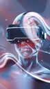 An abstract image of a human face merging with a virtual reality headset Royalty Free Stock Photo