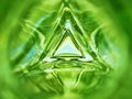 Abstract Image Of The Inside Of A Triangle Glass Bottle Emerald Green Color Background