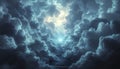 Abstract image of light shining through dark clouds, symbolizing hope and recovery Royalty Free Stock Photo