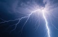 Dramatic Lightning Strike Illuminates Dark Stormy Sky Royalty Free Stock Photo