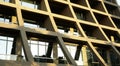 Abstract image of looking up at modern glass and concrete building. Architectural exterior detail of office building