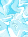 Abstract image made of deformed elements of sound waves. Dynamic motion technologies. Curved blue 3d lines on a white background. Royalty Free Stock Photo
