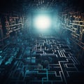 Abstract Image of Maze Made up of Financial Charts and Data for Symbolizing the Idea of Navigating the Complex World of