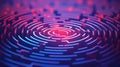 An abstract image of a maze with red and blue lights, AI