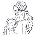 Abstract image mother and daughter hand drawn illustration