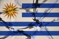 Abstract image of the national flag of Uruguay with twisted barbed wire Royalty Free Stock Photo