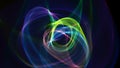 Abstract image neon swirling light rays multicolored on a dark background, 3d rendering