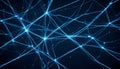 An abstract image of a network of interconnected neurons, glowing blue against a dark background. The image represents