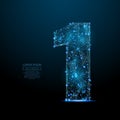 Number one low poly blue Royalty Free Stock Photo